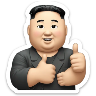 super fat Kim jong un with A Nike LOGO and thumbs up sticker