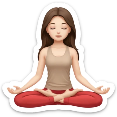 Девушка брюнетка с длинными волосами, закрытыми глазами занимается йогой. Картинка должна были в цветах: бежевый, бледно коасгый и коричневый sticker
