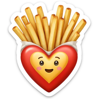 French fries in heart shape sticker