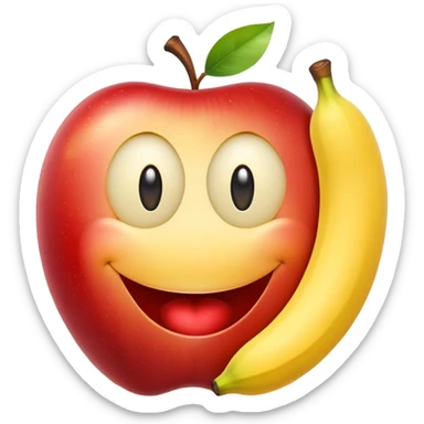 smiley face with apples as eyes and a banana as the mouth sticker