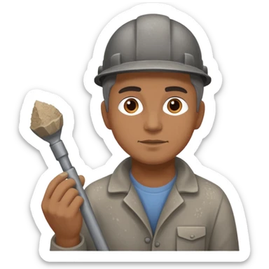 a sculptor during sculpting rock sticker