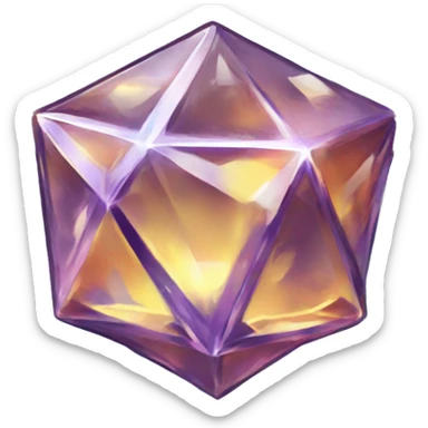 a genshin/honkai styled crystal with a dice-theme sticker