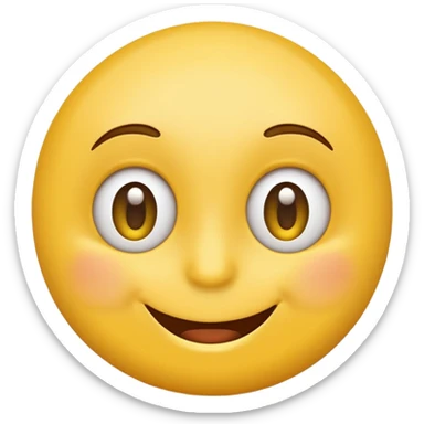 Emoji, yellow round smiling face, curved eyes narrow and snide sticker