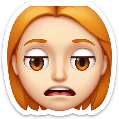 face biting its lip, looking uncertain and cautious sticker