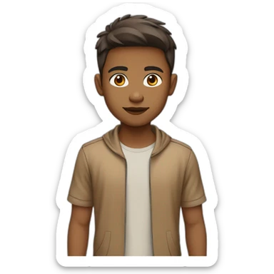 Futuristic boy skin colour light brown(Indian) with laptop  sticker