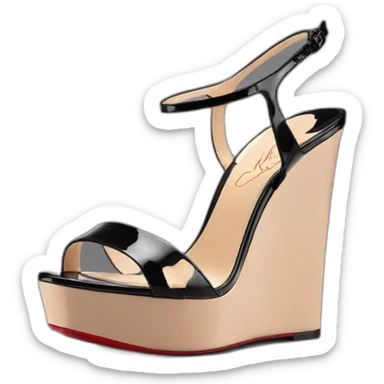 Platform wedges black louboutin sandal patent sticker