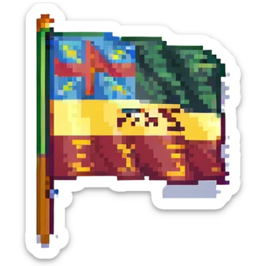 pixel art emoji of a flag with the text 'PXAB', inspired by a professional crypto project logo, clean and bold design sticker