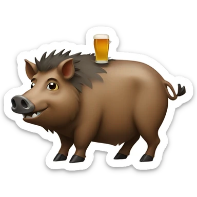 boar with beer sticker