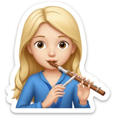 girl kid plays flute sticker