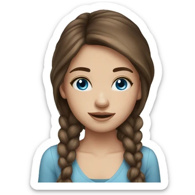 Pretty girl brown hair blue eyes sticker