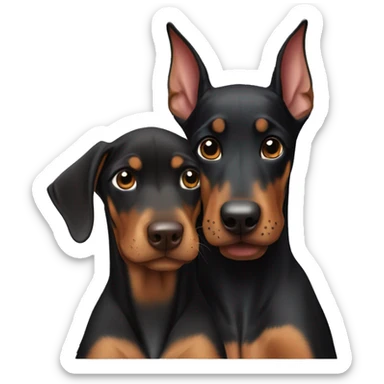 One Doberman puppy and one adult doberman sticker
