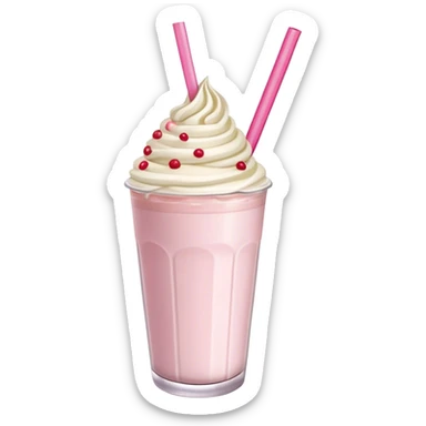 birthday cake milkshake with one pink straw sticker