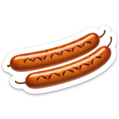 Single grilled sausage on a plain white background sticker