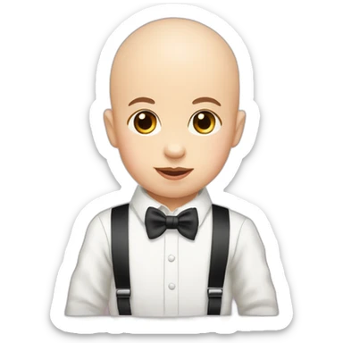 baby wearing suit with suspenders and bowtie fair skin almost bald sticker