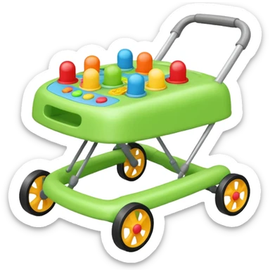 green baby walker with toys on it sticker