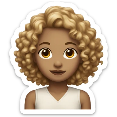 light skinned girl with light brown curly hair shoulder length  sticker
