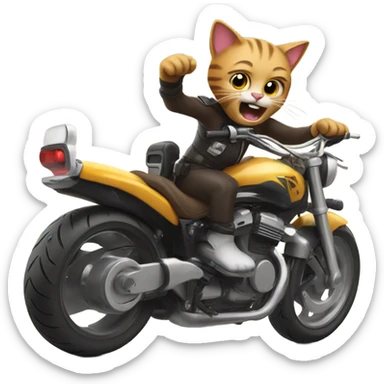 Cat on Motorcycle screaming sticker