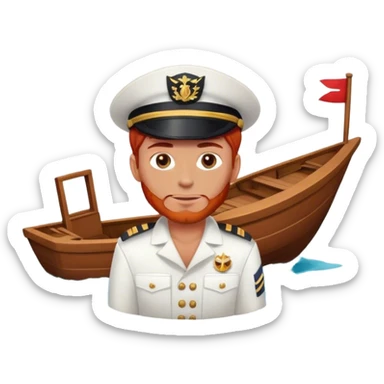 a male boat captain with red hair  sticker
