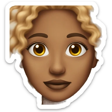 A woman with brown skin, vitiligo, and curly hair sticker