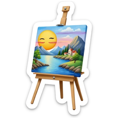 Canvas with a painting on an easel sticker