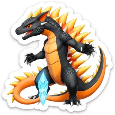 Fiery spiky Charmeleon-Zeraora-Salandit-fusion sticker