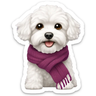 White maltipoo with scarf sticker