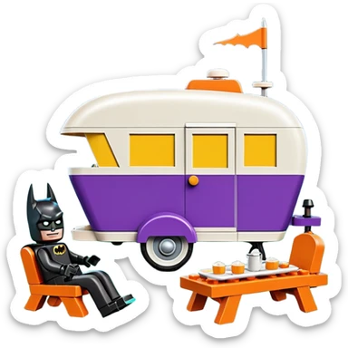 Jetson’s Ultra hotrod cute Lego Haunted Batman dream house Caravan with picnic table and folding chairs on top  sticker