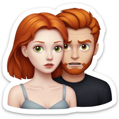 Ginger haired woman with evil boyfriend  sticker