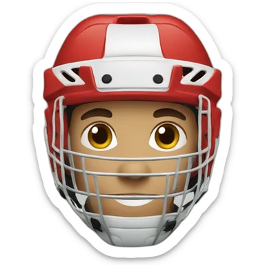 hockey player wearing red sticker