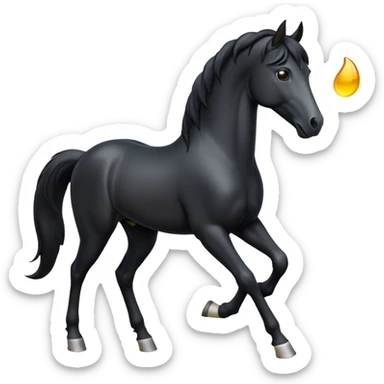 cinematic-[black horse]-realistic-full-body-standing-emoji,-tail-flicking-lazily,-head-tilted-dramatically,-sleek-[black]-coat,-simplified-yet-realistic-focused-features,-highly-detailed,-glowing-with-an-almost-sarcastic-glow sticker