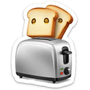 a toaster with toast excitedly popping up into the air sticker