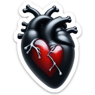 Anatomical black heart with white sparkles sticker