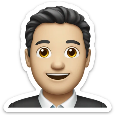 company manager with dark hair, smiling sticker