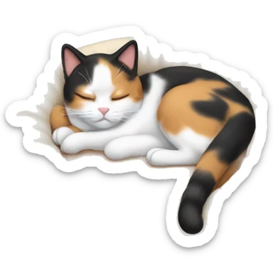 Calico cat sleeping on a tan cat bed sticker