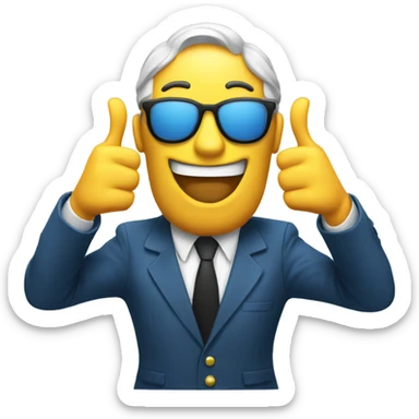 Poker face classic emoji with two thumbs up sticker