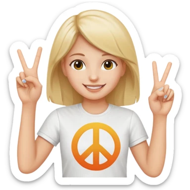smiling girl with peace sign\ sticker