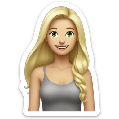 Femme blonde avec les yeux vert cheveux un peux long lisse avec un sourire sticker