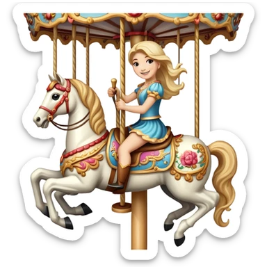 person riding a carousel horse sticker