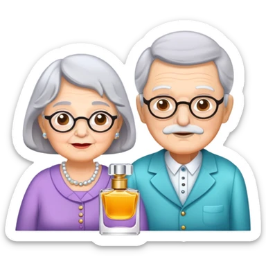 Grandma and grandpa with perfume  sticker