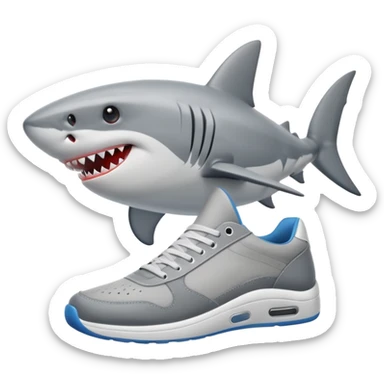 un tiburón con zapatillas  sticker