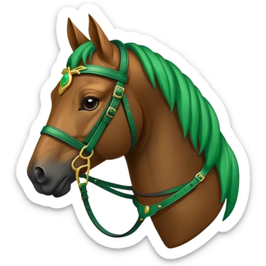horse head with a green horse brides sticker