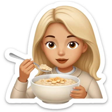 Girl eating oatmeal porridge sticker