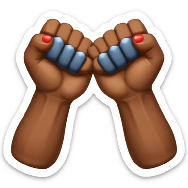 Two fists crossed over like being handcuffed just without the cuffs in an upward and downword motion sticker