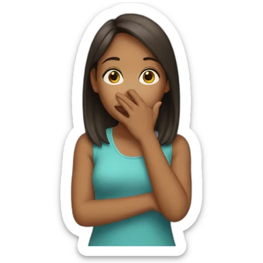 Girl with her hand over her mouth  sticker