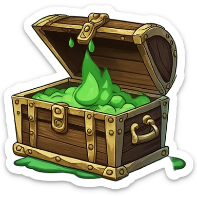 open treasure chest with green smoke coming out sticker