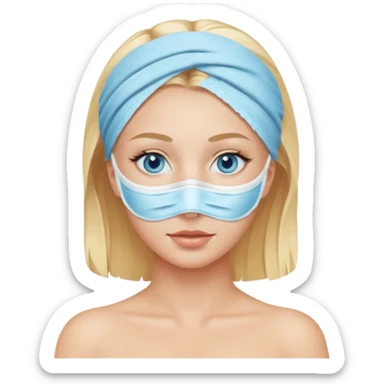 Blonde with blue eyes wearing a spa mask  sticker