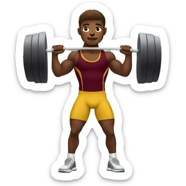young male athlete in maroon and gold lifting weights sticker