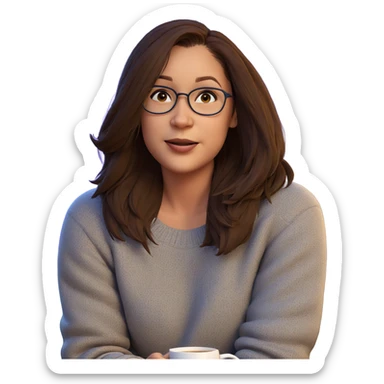 cozy girl with a cup sticker