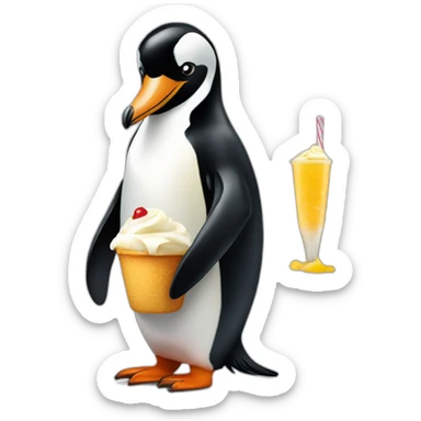 Pinguin avec une glace saveur vanille sticker