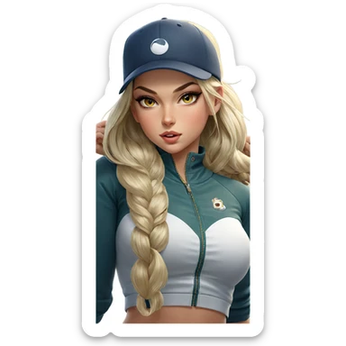 blonde girl in baseball cap sticker
